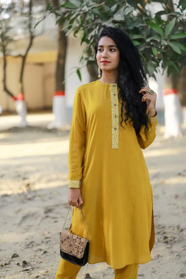 EXCLUSIVE LINEN KABLI SET-Mustard