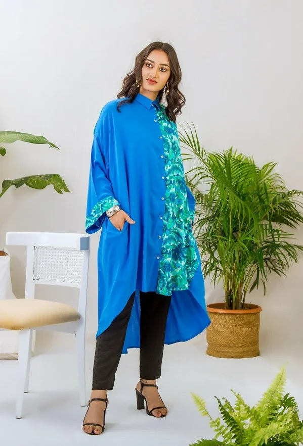 FLOWY SHIRT- Blue