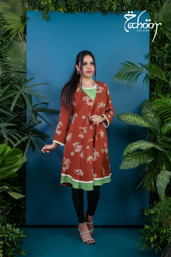 V-Neck Kurti- Rust