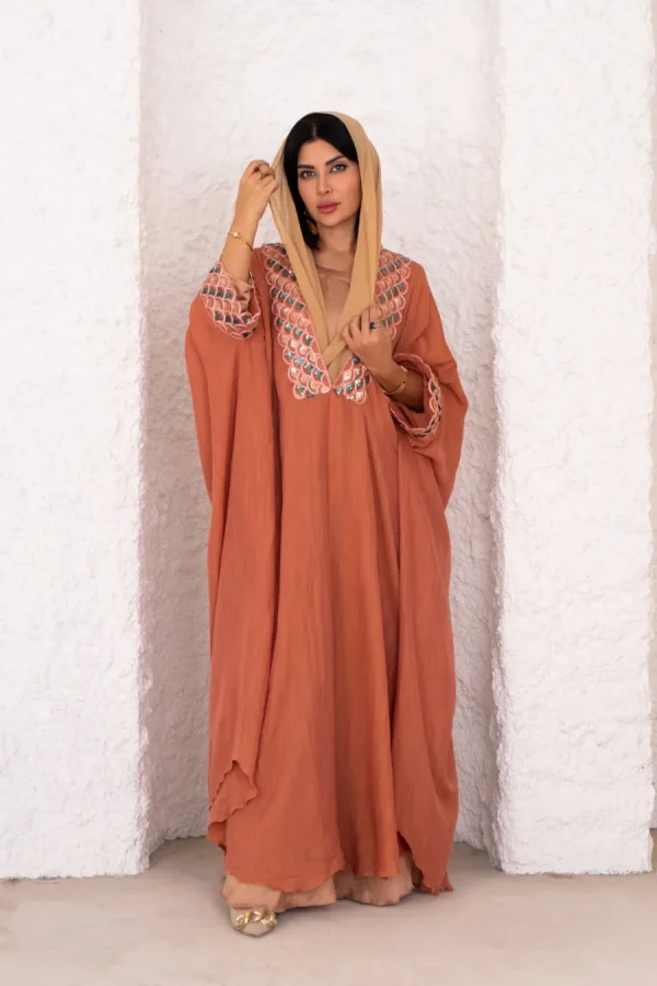 Sachee Knot Abaya - Peach