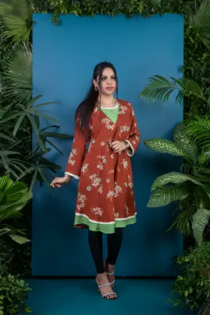 V-Neck Kurti- Rust