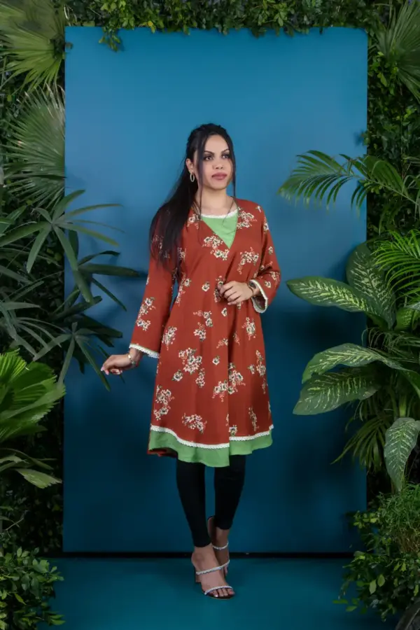 V-Neck Kurti- Rust