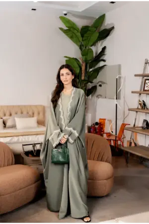 Frezia knot Abaya-PISTACHIO