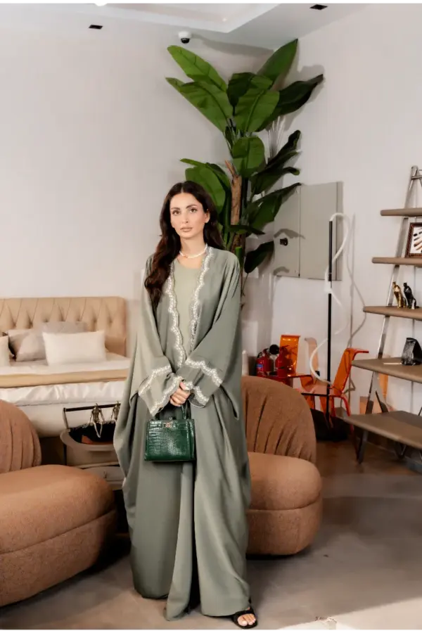 Frezia knot Abaya-PISTACHIO